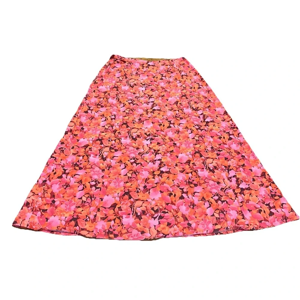 Vintage 90s Talbot's Pink Floral A-Line Maxi Skirt Cottage Women's Petite 6 Flaw
